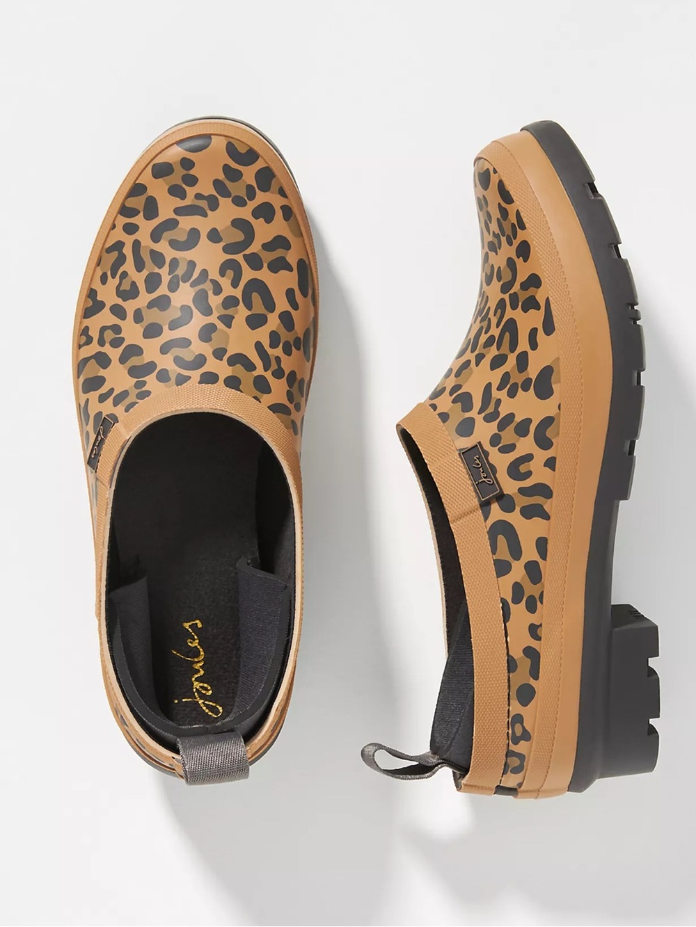 Joules Leopard-Print Slip-On Clog in Tan and Black